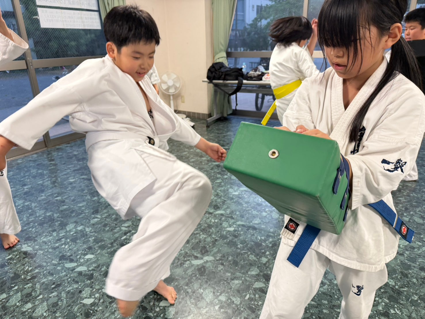 ミットを持ちながら稽古するペア