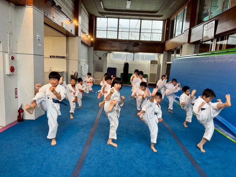 御幸道場（幸区）での幼年少年少女クラスの前蹴りシーン
